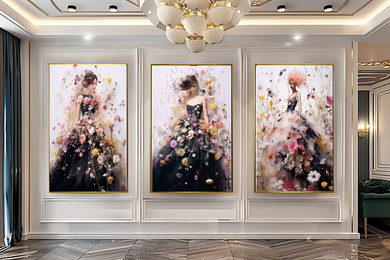 Perfume Floral Woman Art - Blooming Flowers Dress - Chic Home Decor