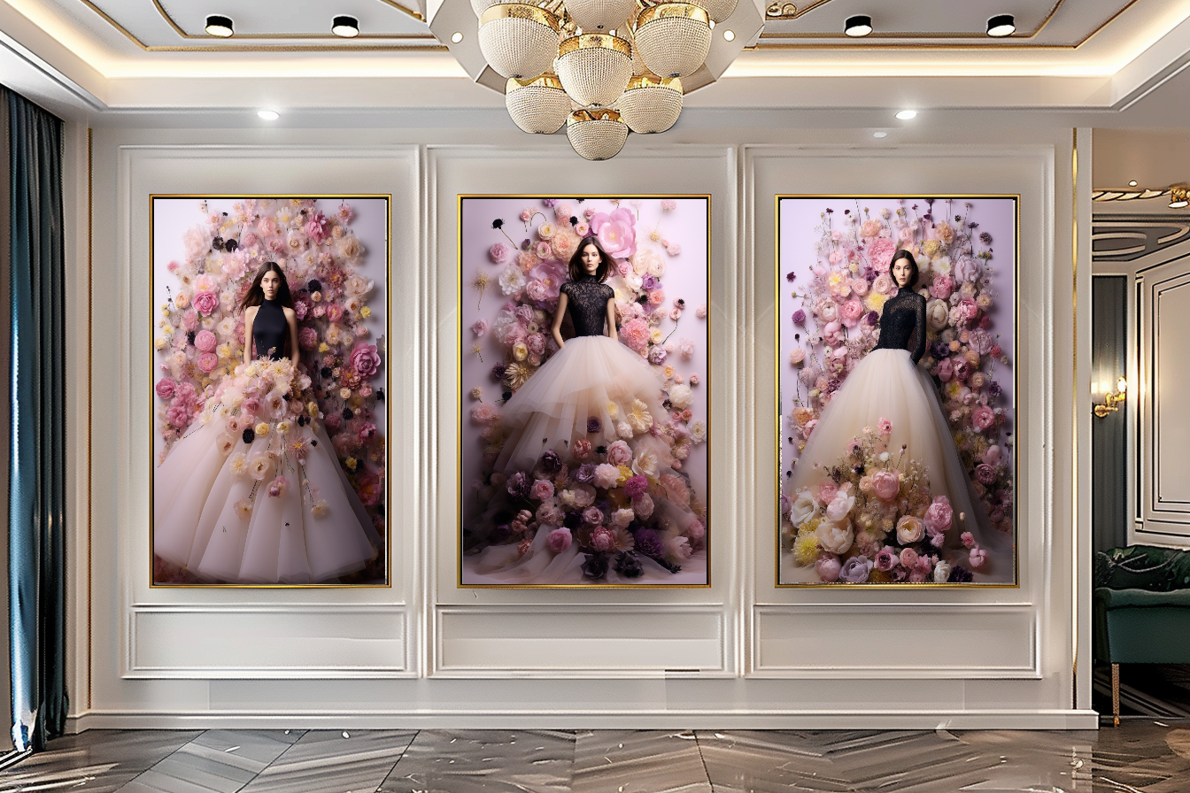 Romantic Blooming Flowers Dress - Perfume Floral Woman Art - Chic Home Decor