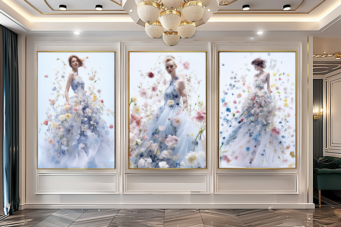 Floral Elegance in Bloom - Floral Woman Canvas Art - Romantic Print on Canvas - Luxury Canvas Wall Art