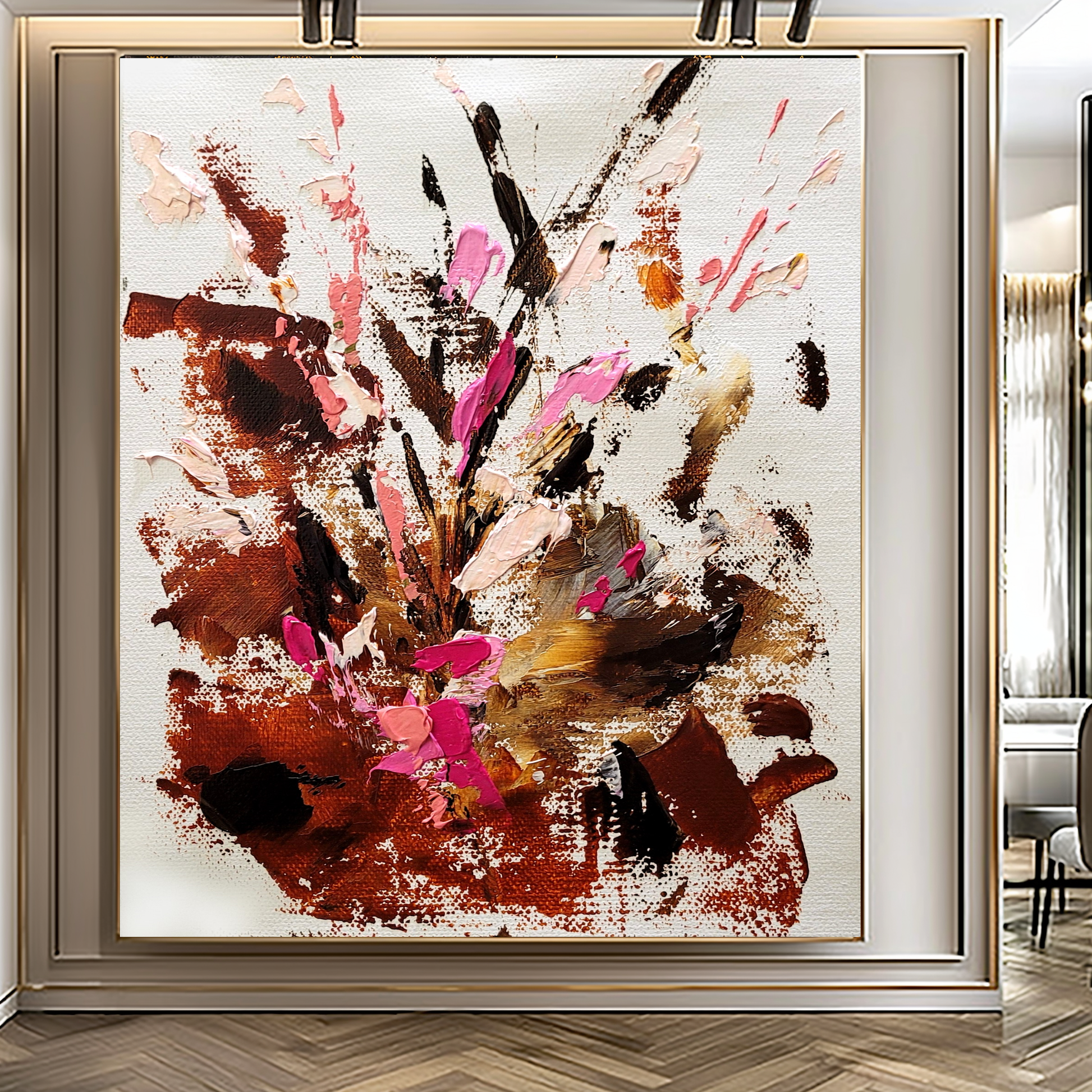 Large Modern Abstract Art for Living room, Impasto Oil Painting on Canvas, Autumn Blossom - Canvas ArtHandmade Art for sale