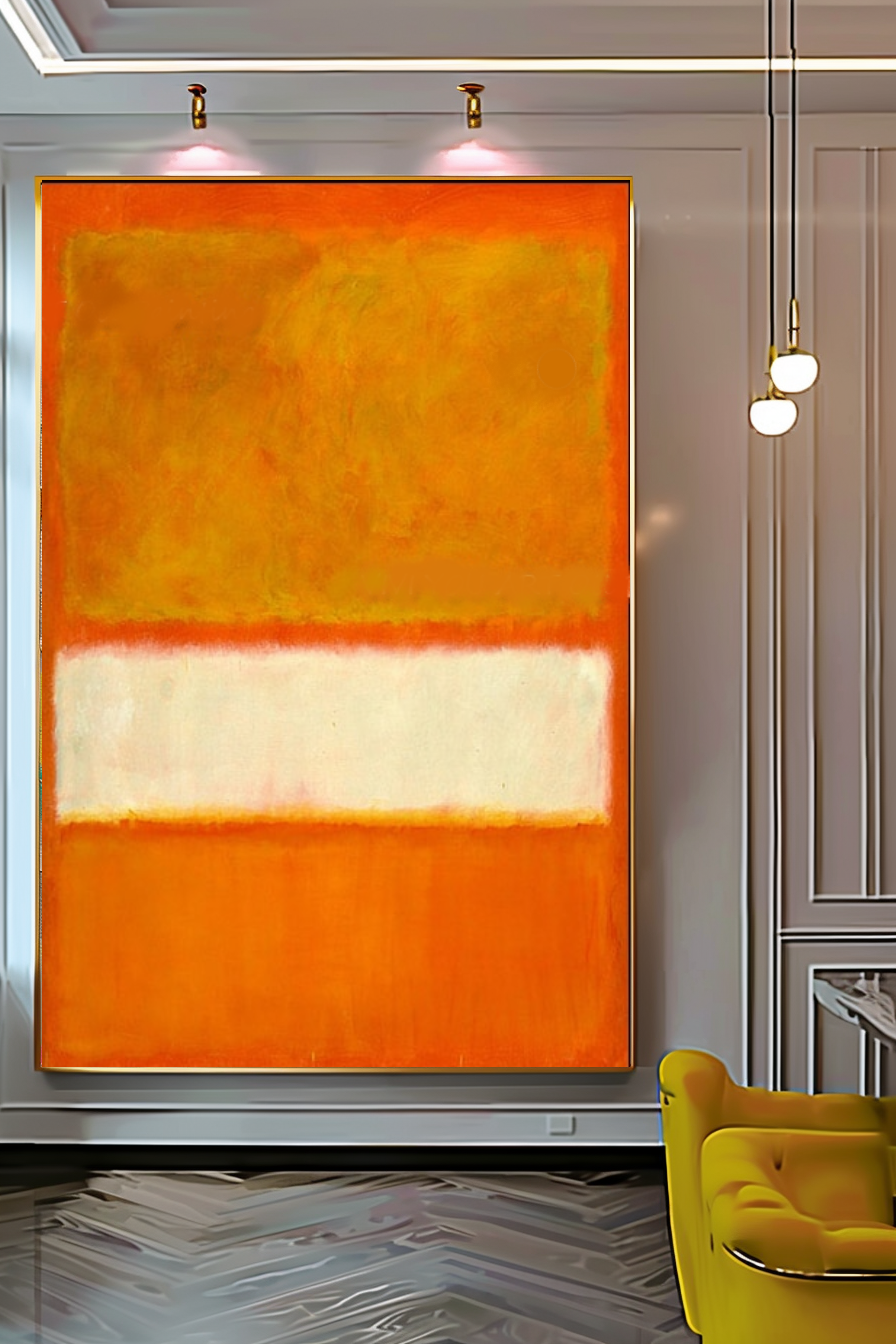 LARGE ABSTRACT WALL ART - Mark Rothko Art, Oil Painting on Canvas - Red, Orange, and Black D