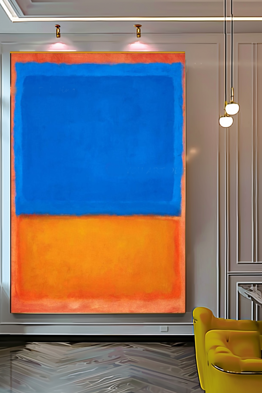 LARGE ABSTRACT WALL ART - Mark Rothko Art, Oil Painting on Canvas - Red, Orange, and Black