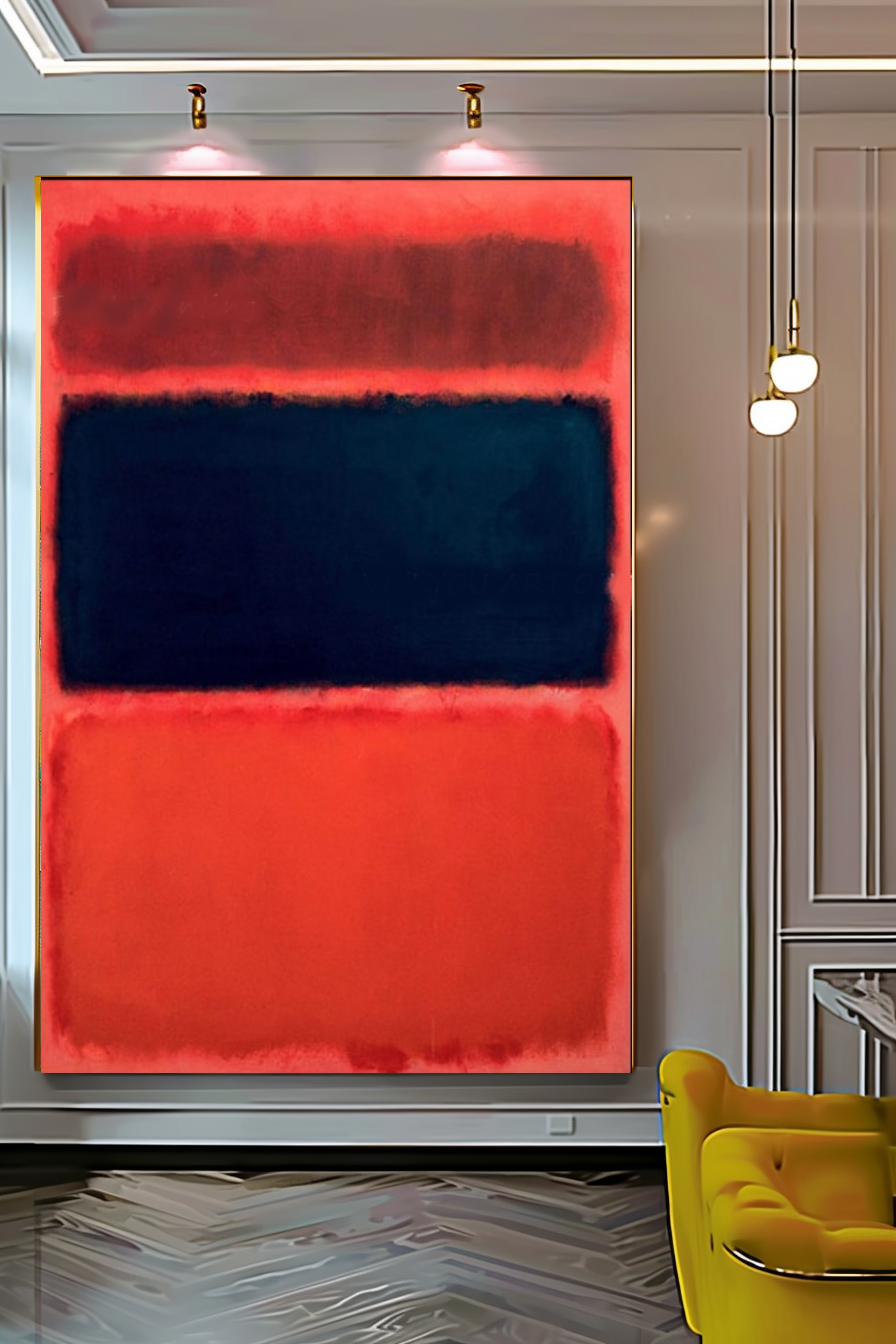 LARGE MODERN ABSTRACT WALL ART, Mark Rothko Inspired, Oil Painting on Canvas - Red Black Orange