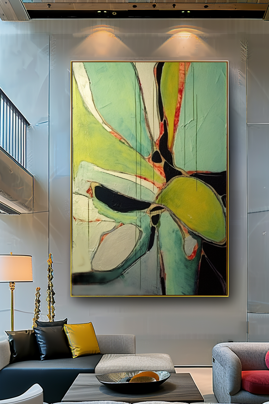 Abstract Impasto Oil Painting on Canvas - Vibrant Modern Wall Art for Living room