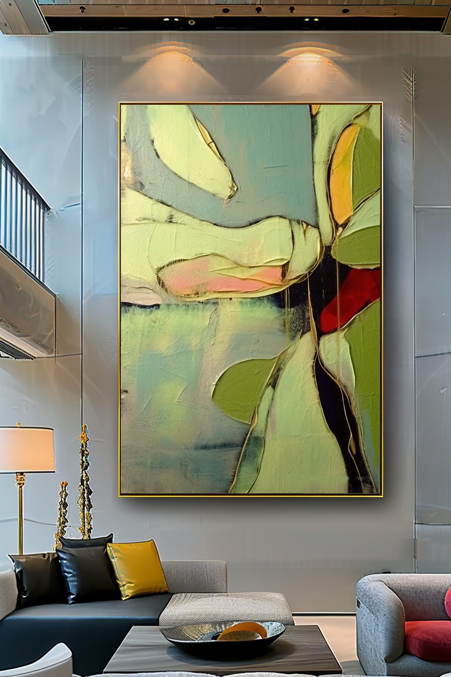 Abstract Impasto Oil Painting on Canvas - Vibrant Modern Wall Art for Living room
