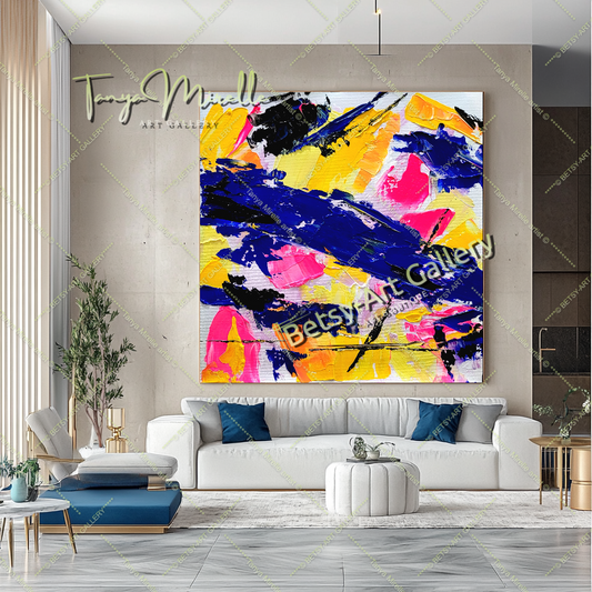 Electric Fusion - Large Abstract Textured Paintings for living room