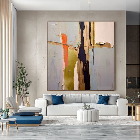 Unique Pastel Abstract Art - Modern Impasto Oil Painting on Canvas - Colorful Wall Art