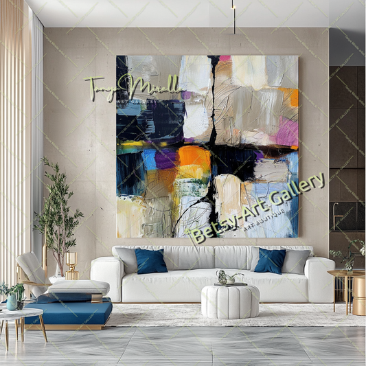 Abstract Tree Painting on Canvas – Large Modern Wall Art #142