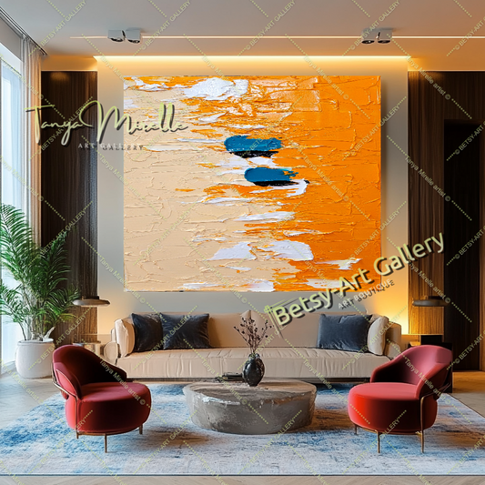 GRANDE peinture à l'huile impasto sur toile, œuvre d'art aux couleurs vives, art mural moderne texturé