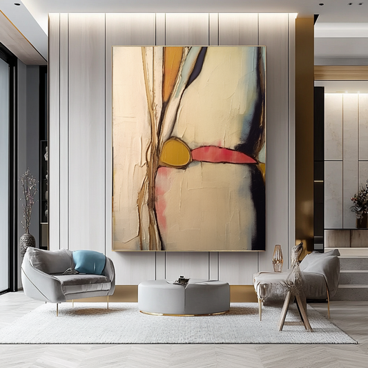 Abstract Impasto Oil Painting on Canvas - Vibrant Modern Wall Art for Living room