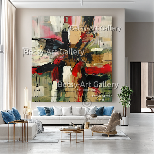 Colorful Textured Abstract Impasto Oil Painting on Canvas #9