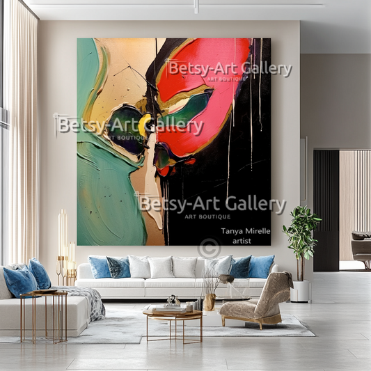 Deep Colors Modern Abstract - Textured Painting on Canvas #28