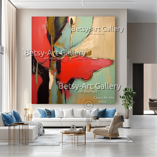 Vibrant Abstract Energy – Large Modern Textured Canvas Wall Art #29