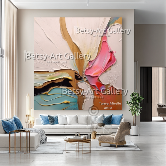 Minimalist Colorful Abstract – Large Modern Textured Canvas Wall Art #33