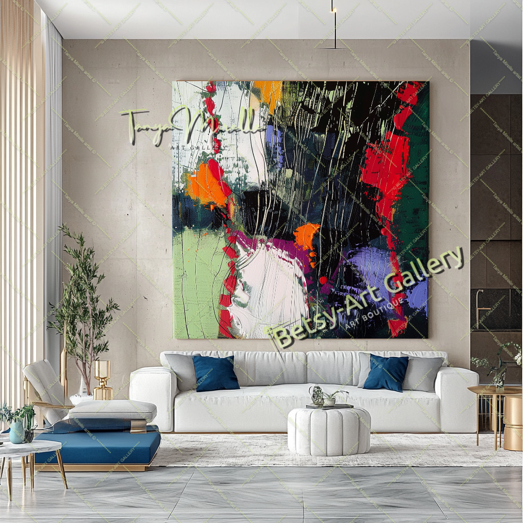 Vibrant Colors Abstract Painting – Contemporaryl Wall Art #161