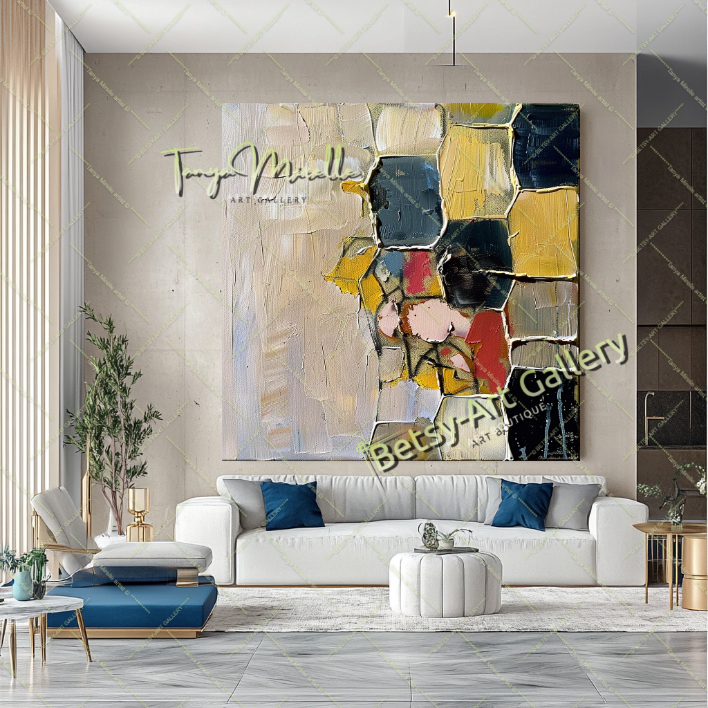 Earth Colors Abstract Painting – Contemporaryl Wall Art #162