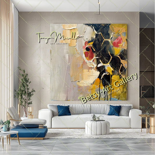 Honeycombs Abstract Painting – Contemporaryl Wall Art #163