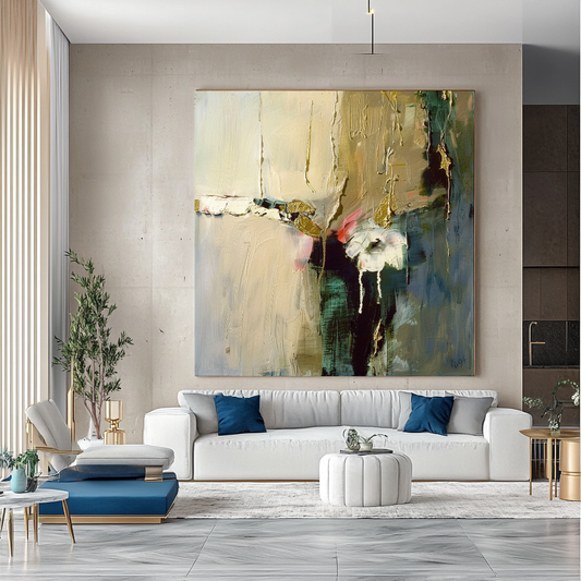 Unique Abstract Impasto Oil Painting on Canvas - Vibrant Modern Wall Art for Living room