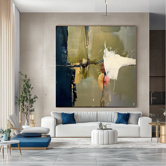 Large Abstract Impasto Oil Painting on Canvas - Modern Colorful Wall Art
