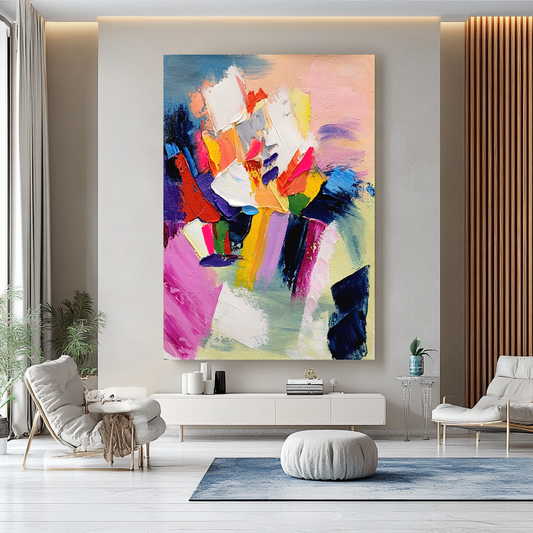 Modern Abstract Impasto Oil Painting on Canvas, Colorful Wall Art