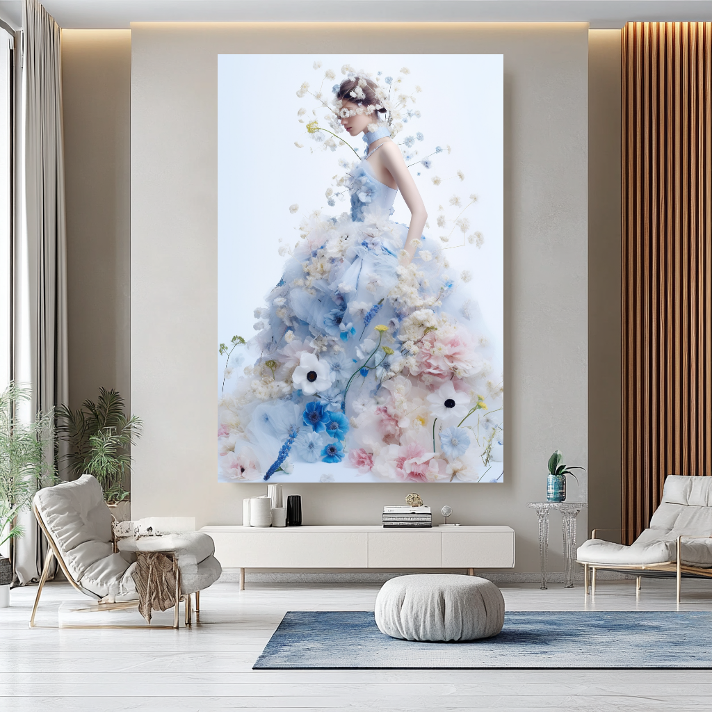 Floral Elegance in Bloom - Floral Woman Canvas Art - Romantic Print on Canvas - Luxury Canvas Wall Art