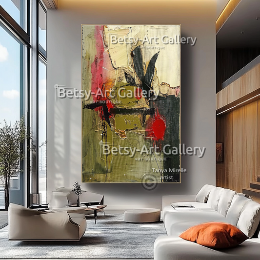 Terra Colors Textured Modern Abstract Impasto Oil Painting on Canvas #14