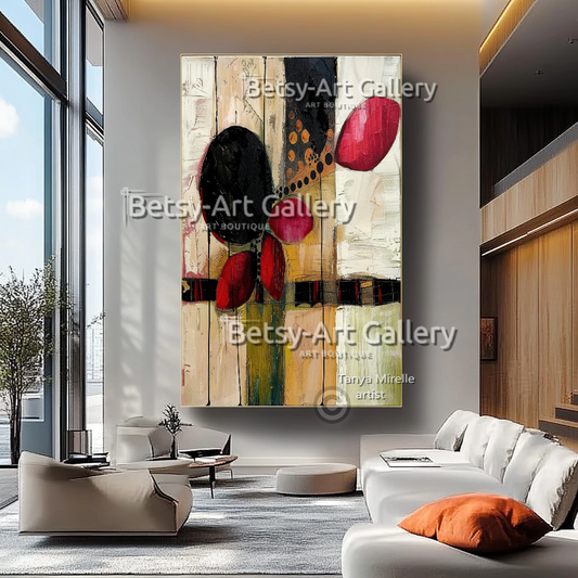 Terra Colors Geometric Modern Abstract Impasto Oil Painting on Canvas #17