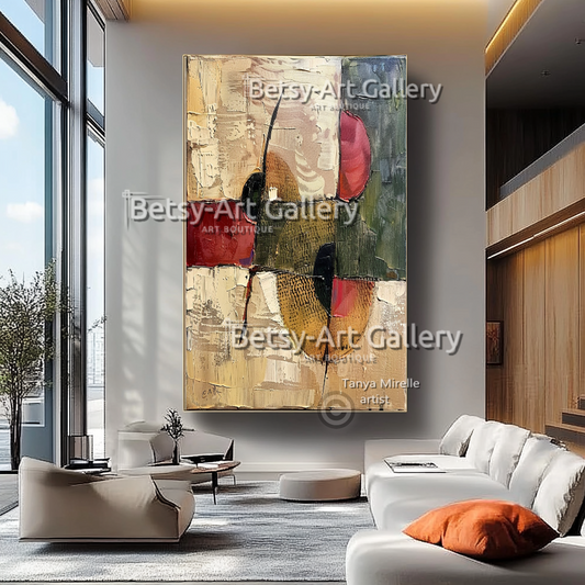 Colorful Textured Abstract Impasto Oil Painting on Canvas #7