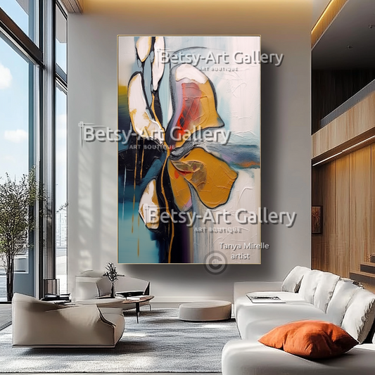 Floral Abstract Impasto Oil Painting on Canvas #23