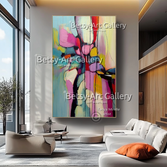 Purple Modern Abstract Impasto Oil Painting on Canvas #25