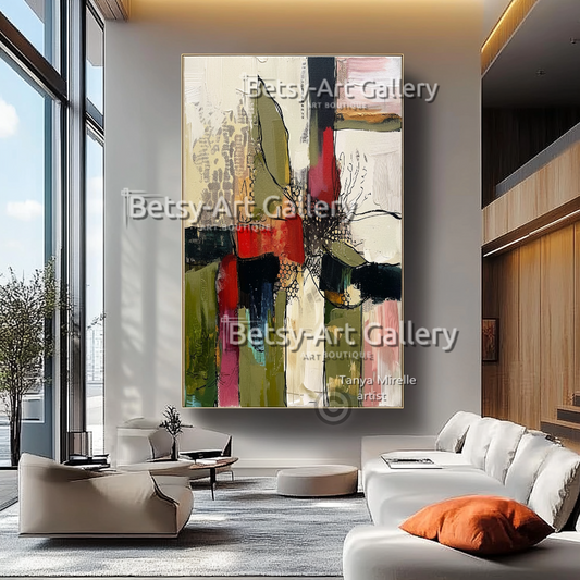 Terra Colors Textured Modern Abstract Impasto Oil Painting on Canvas #12