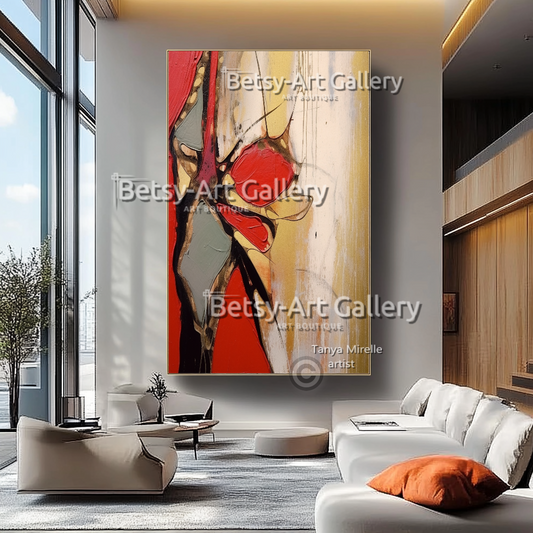 Vibrant Abstract Painting – Large Modern Textured Canvas Wall Art #30