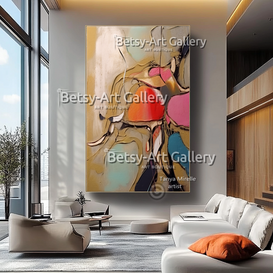 Colorful Abstract Painting – Large Modern Textured Canvas Wall Art #31