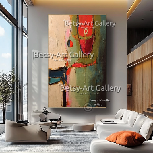 Bold Abstract Painting – Large Modern Textured Canvas Wall Art #35