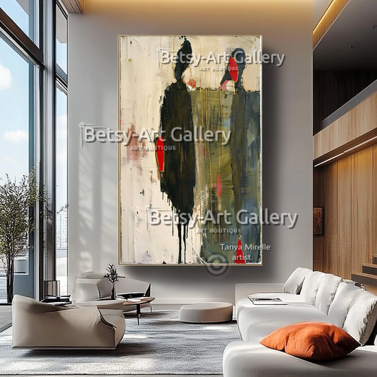 Terra Colors Textured Modern Abstract Impasto Oil Painting on Canvas #10