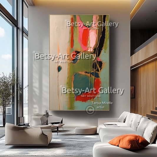 Bold Abstract Painting – Large Modern Textured Canvas Wall Art #34