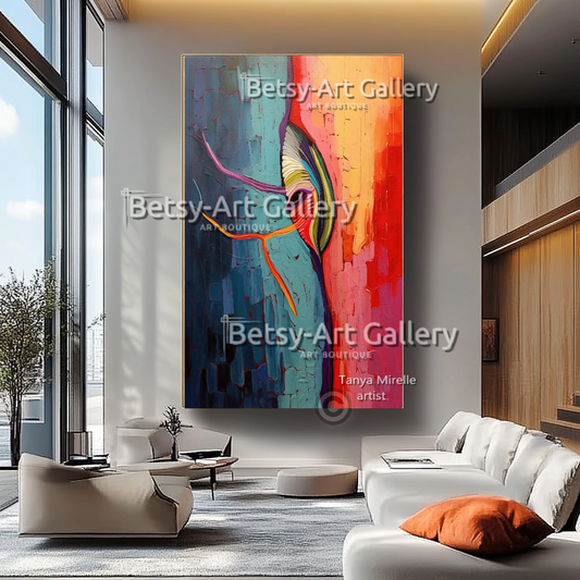 Vibrant Abstract Energy – Large Modern Textured Canvas Wall Art #37