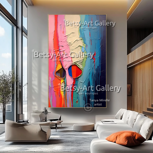 Vibrant Abstract Energy – Large Modern Textured Canvas Wall Art #36
