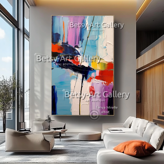 Colorful Impasto Oil Painting – Abstract Textured Wall Art #39