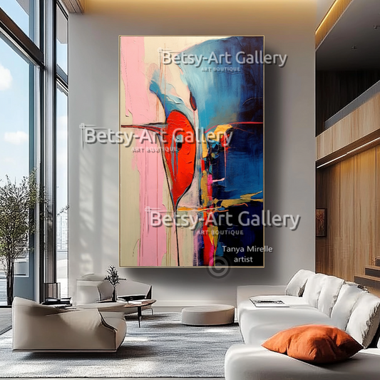 Bold Abstract Splash Colorful Impasto Oil Painting – Textured Wall Art #41