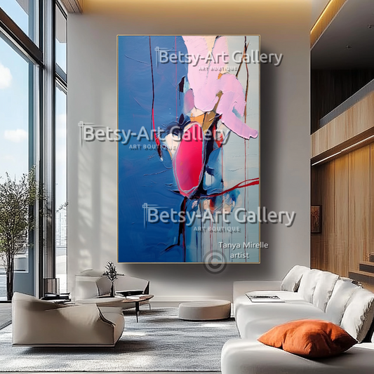 Blush Momentum – Abstract Floral Impasto Oil Painting #42