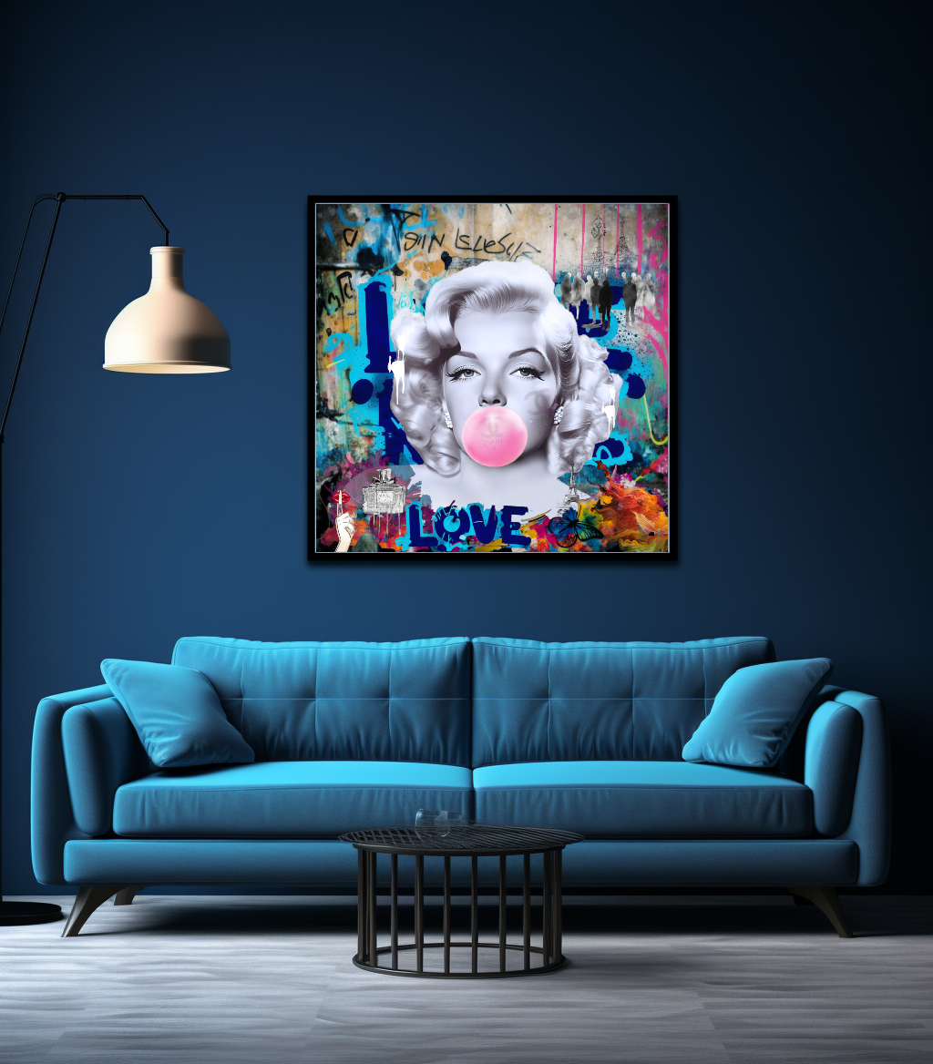 Graffiti Marilyn Monroe blowing Bubble Gum, Modern Pop Art Print on Canvas {{ shop_name }}Prints canvas print canvas wall art giclée prints graffiti art print graffiti canvas graffiti canvas art large canvas print large wall art Large Wall Art Decor Living Room Art merilyn monroe art print Merilyn Monroe painting modern abstract art modern art print pop art print print on canvas ready to hang canvas street art on canvas stretched canvas art wall art prints