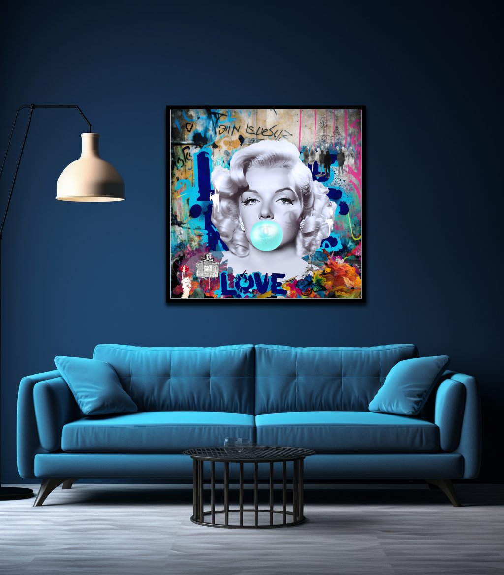 Graffiti Marilyn Monroe blowing Bubble Gum, Modern Pop Art Print on Canvas {{ shop_name }}Prints canvas print canvas wall art giclée prints graffiti art print graffiti canvas graffiti canvas art large canvas print large wall art Large Wall Art Decor Living Room Art merilyn monroe art print Merilyn Monroe painting modern abstract art modern art print pop art print print on canvas ready to hang canvas street art on canvas stretched canvas art wall art prints