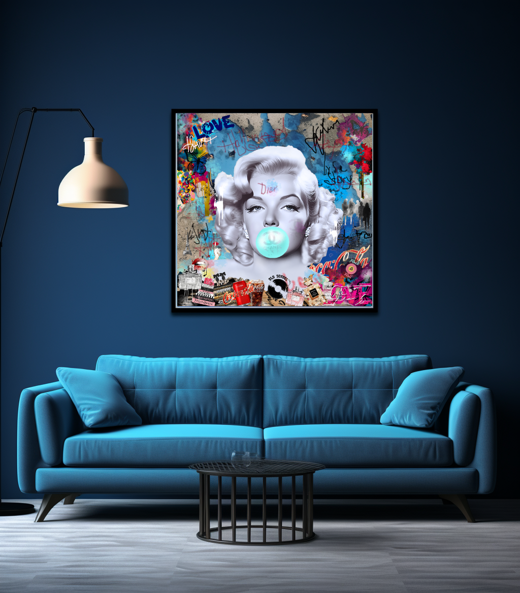 Graffiti Marilyn Monroe blowing Bubble Gum, Modern Pop Art Print on Canvas {{ shop_name }}Prints canvas print canvas wall art giclée prints graffiti art print graffiti canvas graffiti canvas art large canvas print large wall art Large Wall Art Decor Living Room Art merilyn monroe art print Merilyn Monroe painting modern abstract art modern art print pop art print print on canvas ready to hang canvas street art on canvas stretched canvas art wall art prints