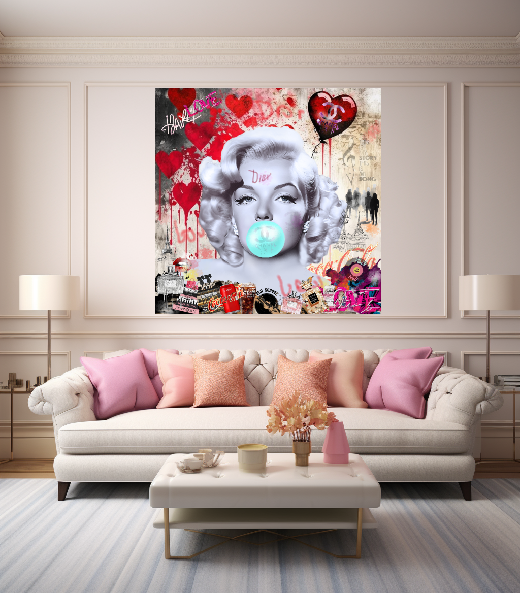 Marilyn Monroe blowing Bubble Gum, Celebreti Portrait, Modern Pop Art Print on Canvas {{ shop_name }}Prints canvas print canvas wall art giclée prints graffiti art print graffiti canvas graffiti canvas art large canvas print large wall art Large Wall Art Decor Living Room Art merilyn monroe art print Merilyn Monroe painting modern abstract art modern art print pop art print print on canvas ready to hang canvas street art on canvas stretched canvas art wall art prints