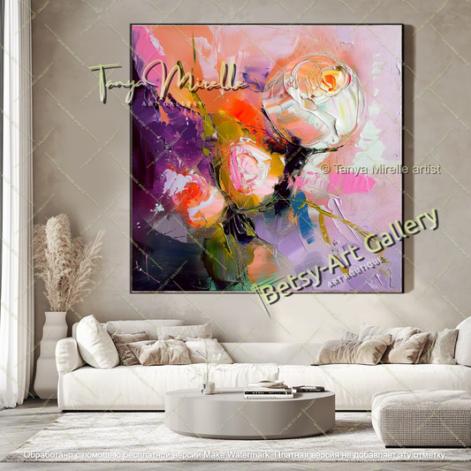 Luxury Floral Abstract Wall Art Large Canvas