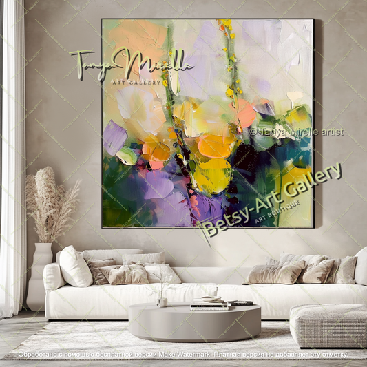 Vibrant Floral Wall Art Modern Abstract Painting