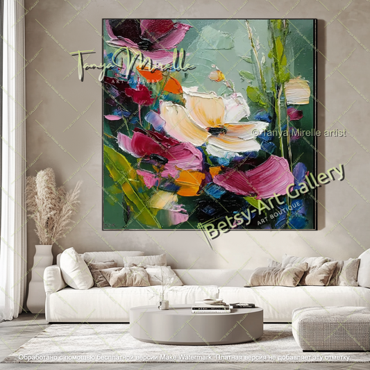 Modern Floral Wall Art Colorful Abstract Canvas