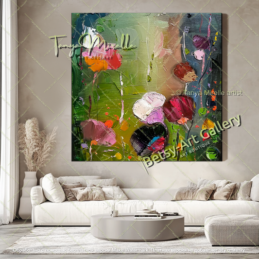 Hand Painted Floral Oil Painting Large Canvas