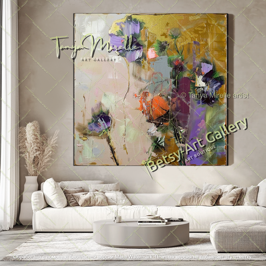 Modern Abstract Floral Artwork Large Canvas